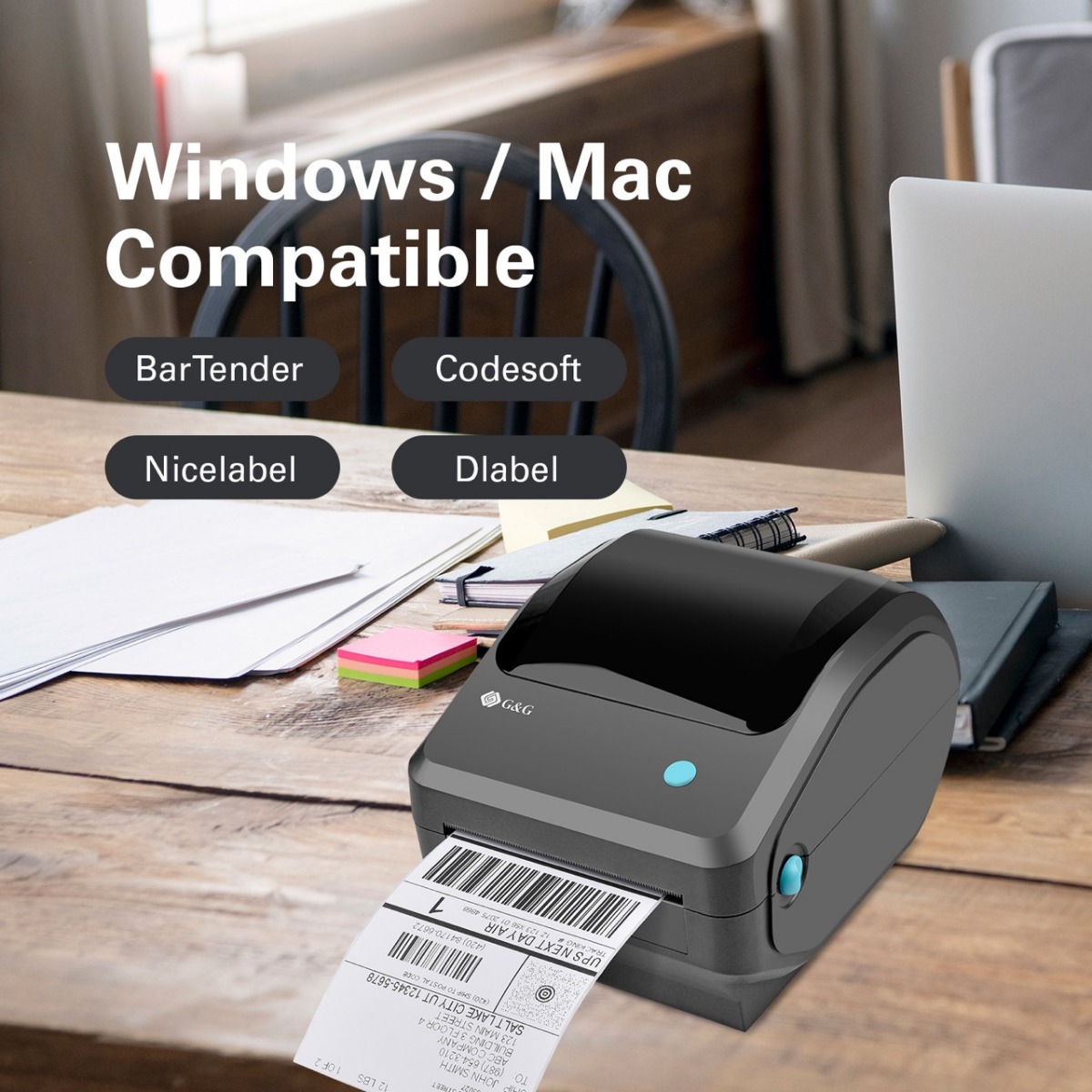 ЕТИКЕТЕН ПРИНТЕР G&G - DESKTOP BARCODE PRINTER G&G - USB+Bluetooth+WiFi - PN TD-401T (TD401T)