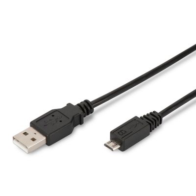 КАБЕЛ USB DIGITUS - USB-A to micro USB-B - 1,8 m - Black - PN AK-300127-018-S