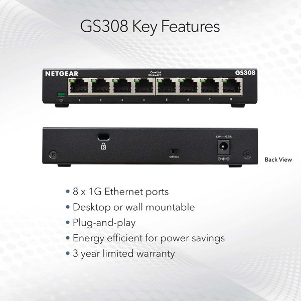 Суич Netgear Switch GS308 / GS308-300PES Black - PN GS308-300PES