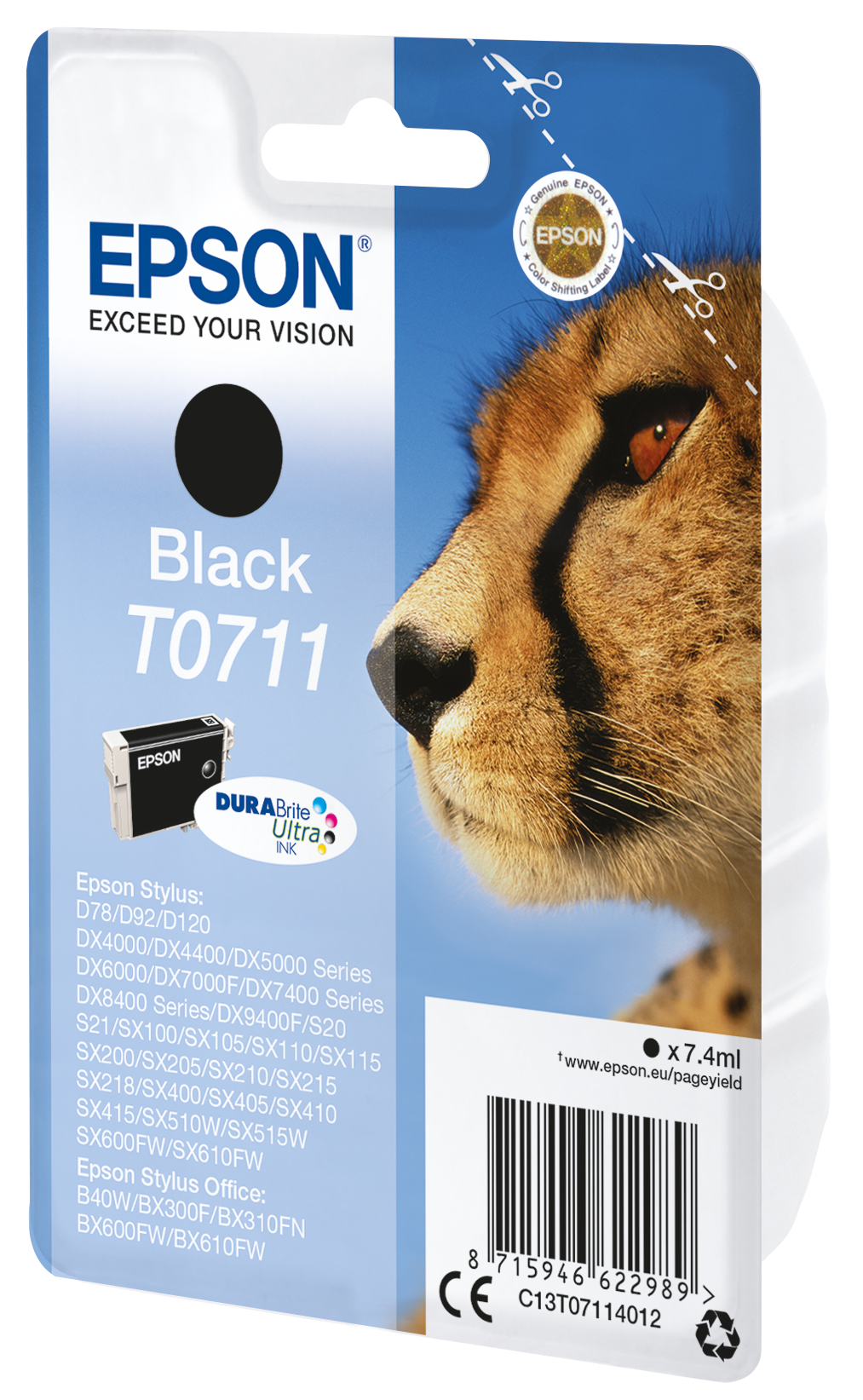 повтарящ се продукт наличен Глава за Epson Stylus DX8400/DX4400/DX4000/DX6000/DX5000/DX7400 Series - Ink - T0711 / C13T07114012 - Black - PN C13T07114012
