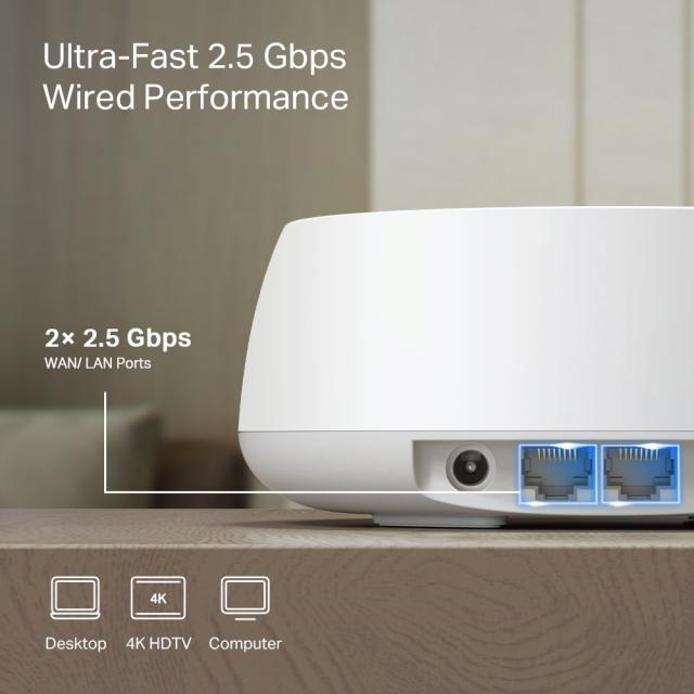Безжична Wi-Fi система TP-LINK Mesh-WLAN-System BE25 / DECO BE25(2-PACK) - White - Double pack - PN DECO BE25(2-PACK)