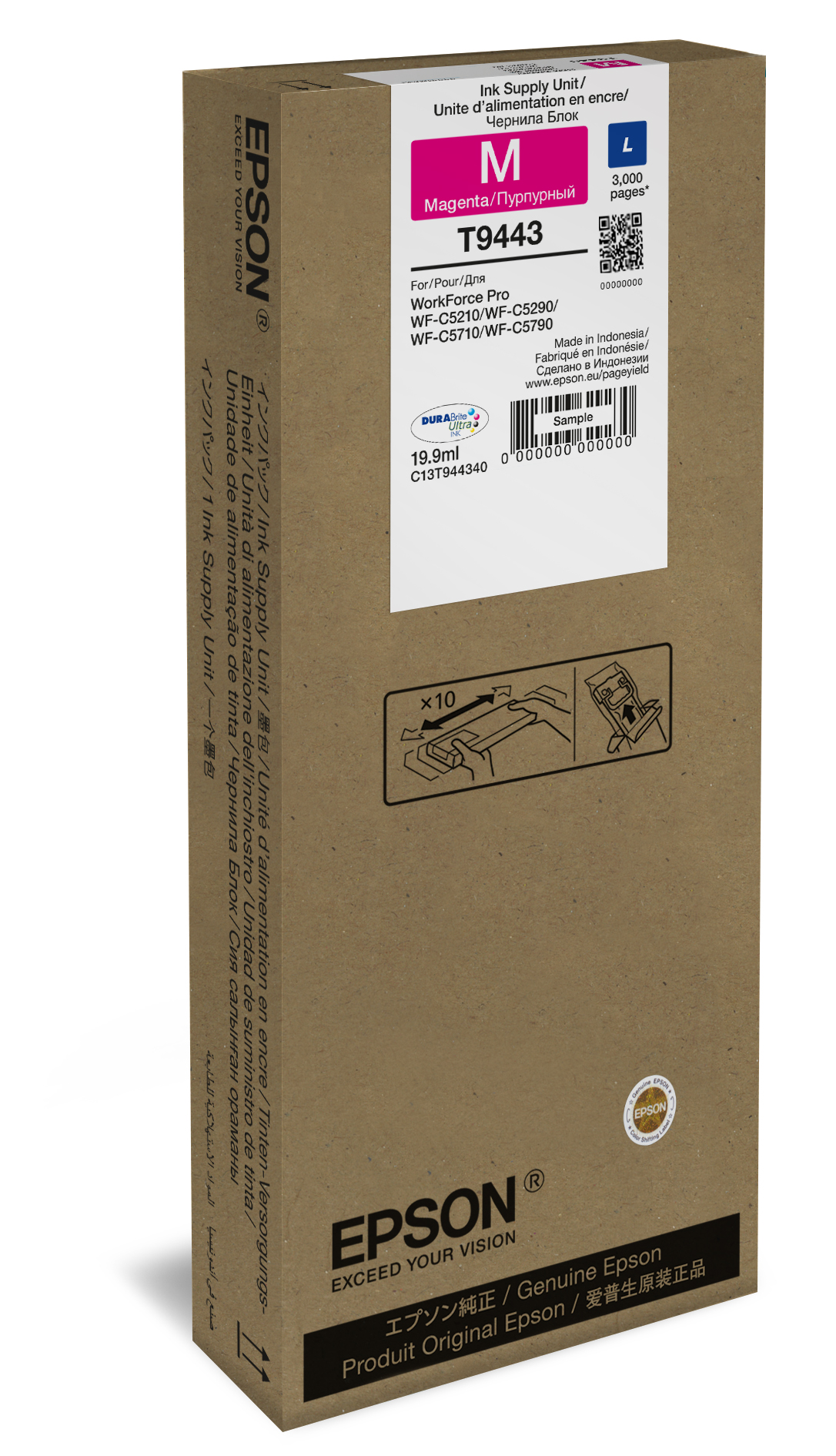 Глава за Epson WorkForce WF-C5200 Series/Pro WF-C5290 Series - Ink - T9443 / C13T944340 - Magenta - PN C13T944340