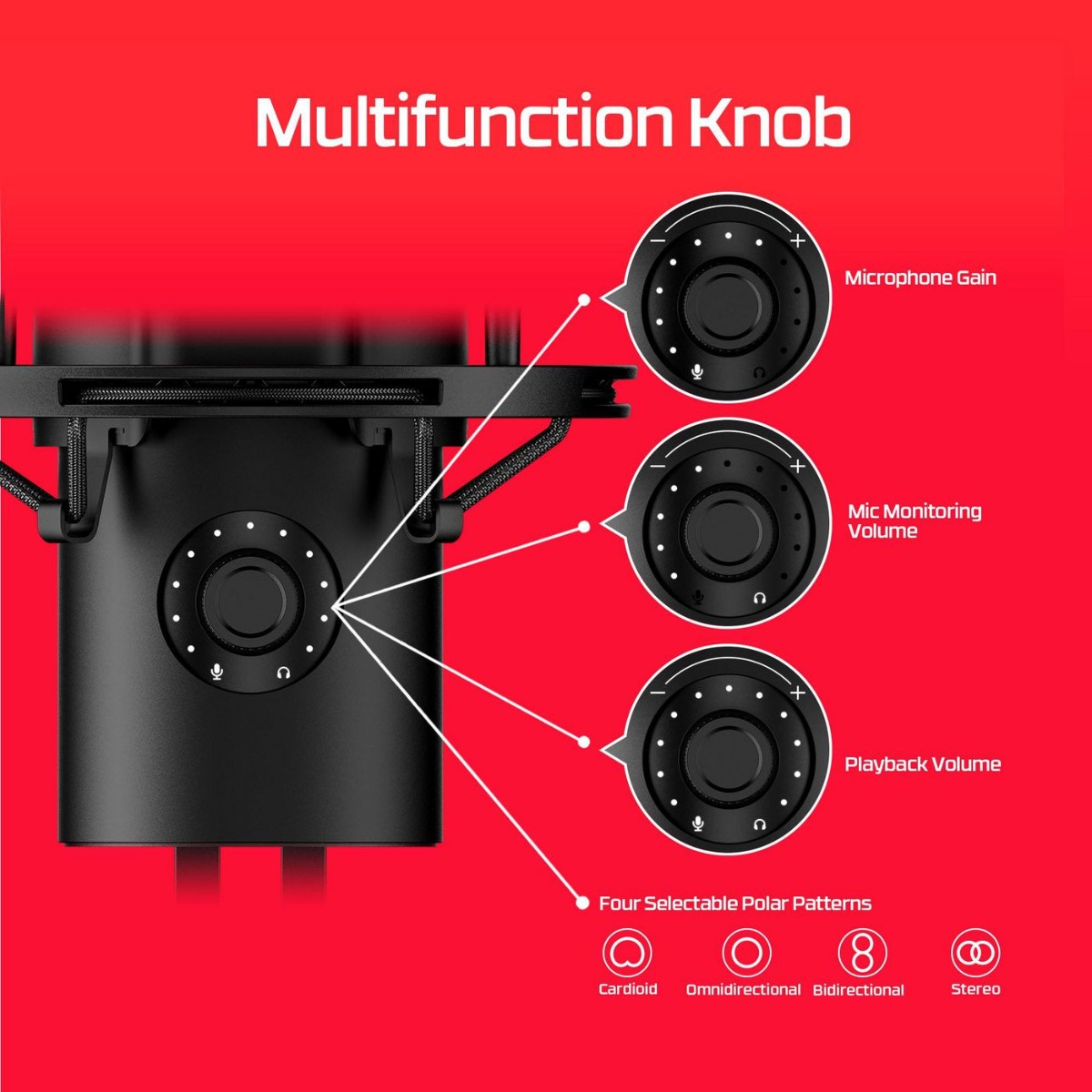 Микрофон HyperX Microphone QuadCast 2 / 872V1AA Red/Black - PN 872V1AA