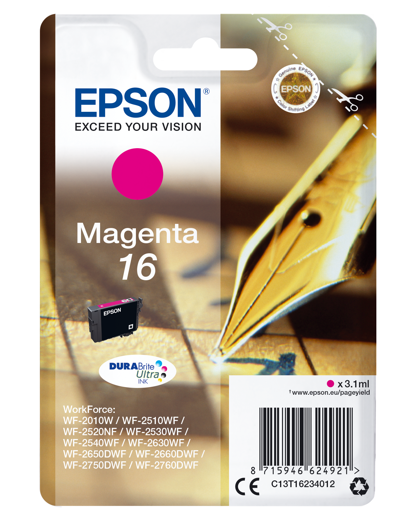 Глава за Epson WorkForce WF-2500 Series - Ink - /16/ / C13T16234012 - Magenta - PN C13T16234012
