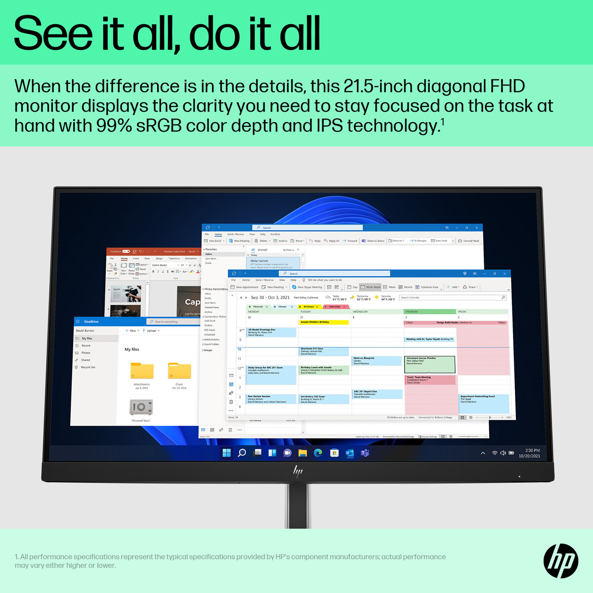 Монитор HP Monitor 6N4E8AA / 6N4E8AA#ABB Black (21.5 ") - PN 6N4E8AA#ABB