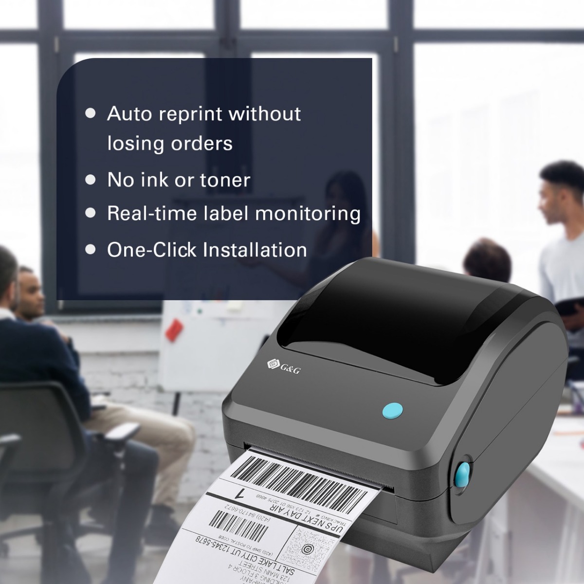 ЕТИКЕТЕН ПРИНТЕР G&G - DESKTOP BARCODE PRINTER G&G - USB+Bluetooth+WiFi - PN TD-401T (TD401T)