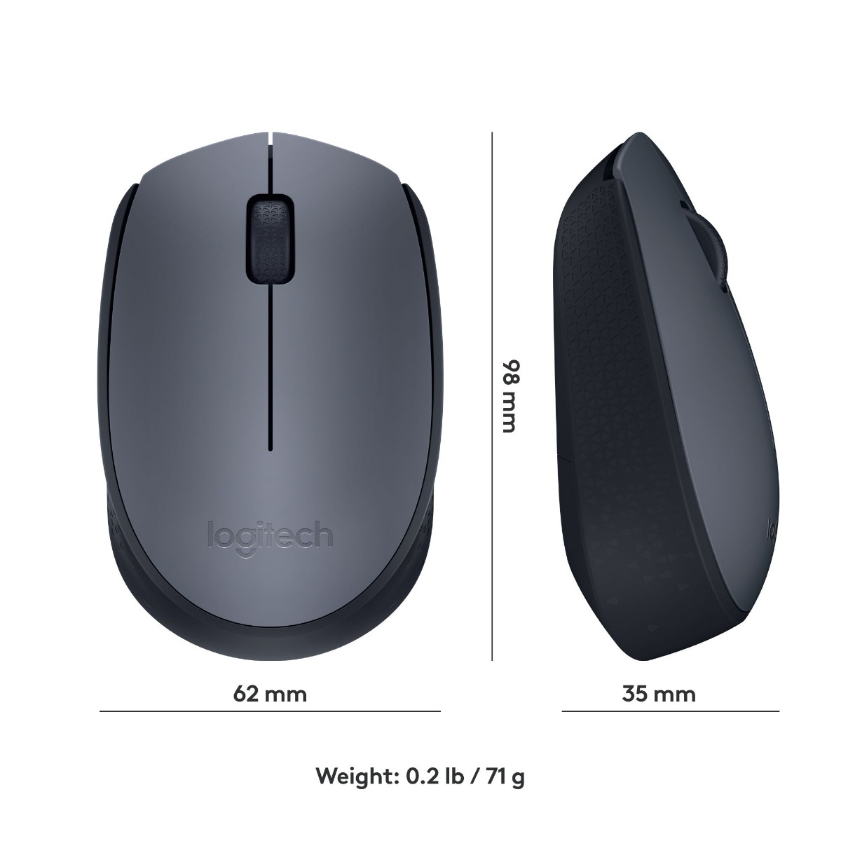 МИШКА LOGITECH M170 - Optical - 1000 dpi, USB - Wireless / Безжична - Black - PN 910-004642