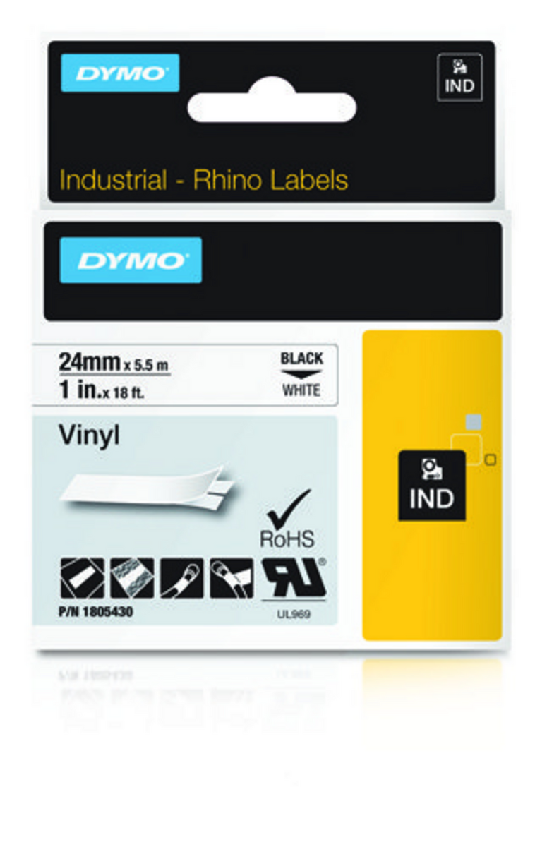Лента за етикетни принтери Dymo Ribbon Rhino Industrial Vinyl / 1805430 - Black on White XXL - PN 1805430