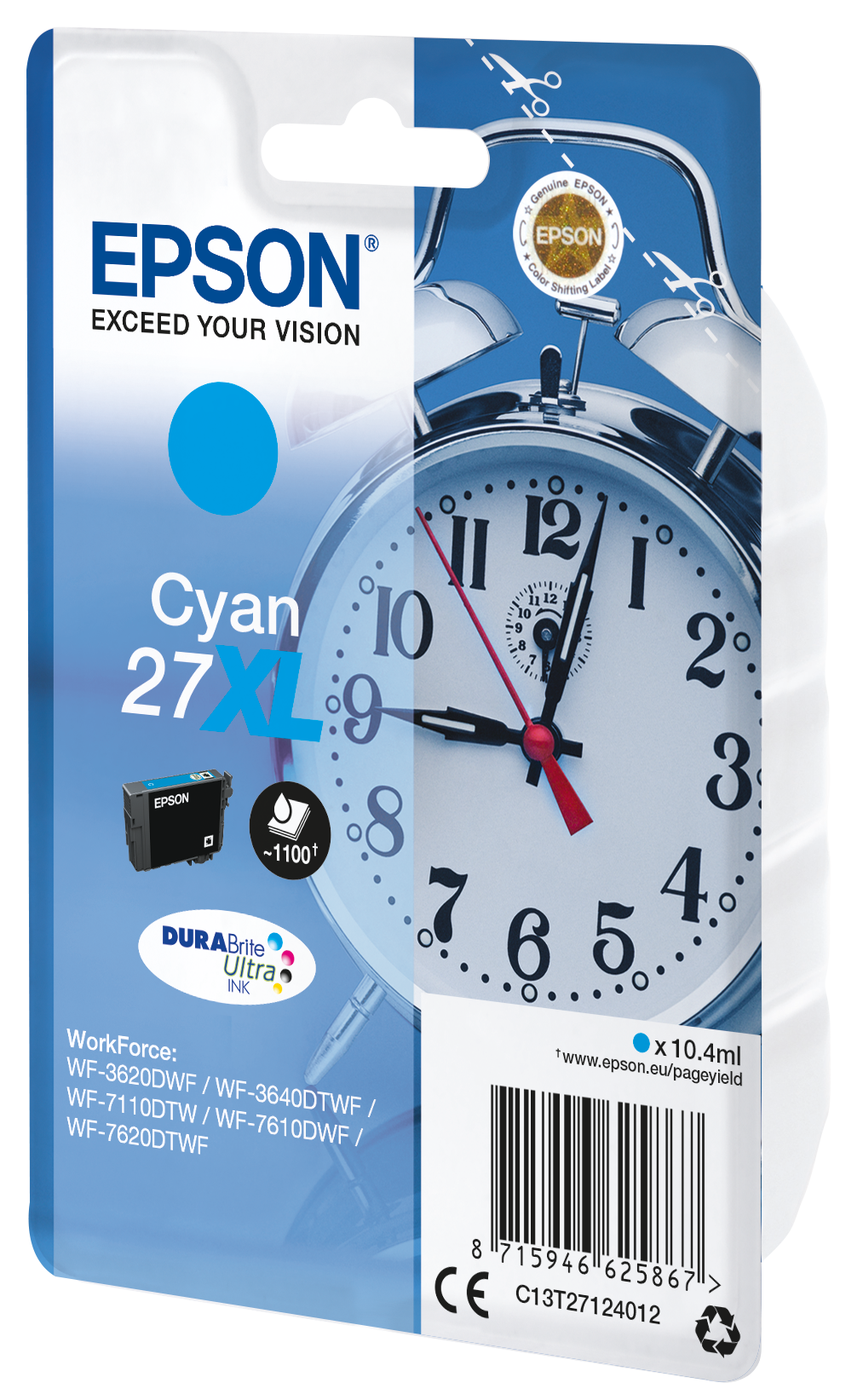Глава за Epson WorkForce WF-3600/WF-7600/WF-7700 Series - Ink - /27XL/ / C13T27124012 - Cyan - XL - PN C13T27124012