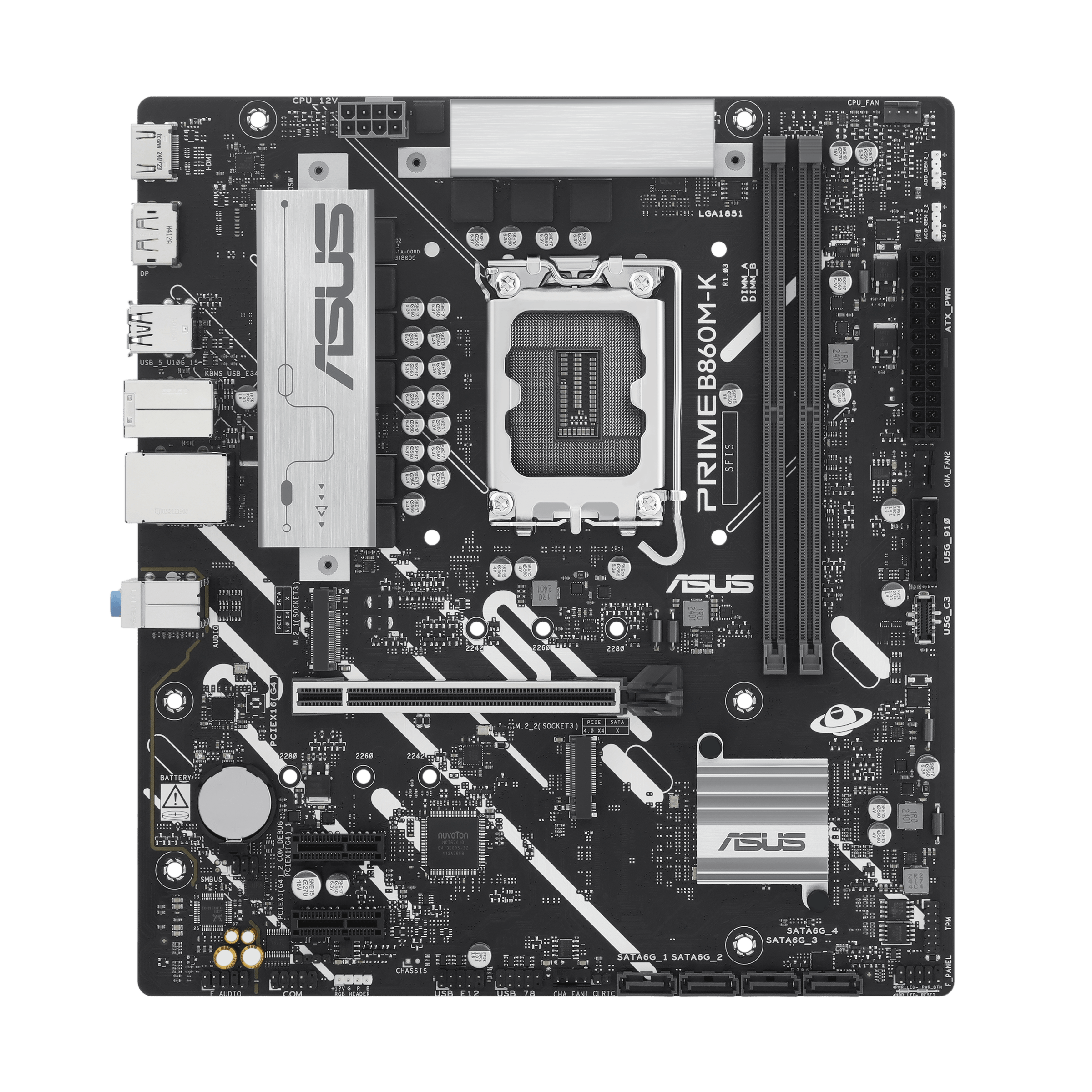 Дънна платка Asus Motherboard Prime B860M-K / 90MB1JT0-M0EAY0 - Black / Light gray - PN 90MB1JT0-M0EAY0