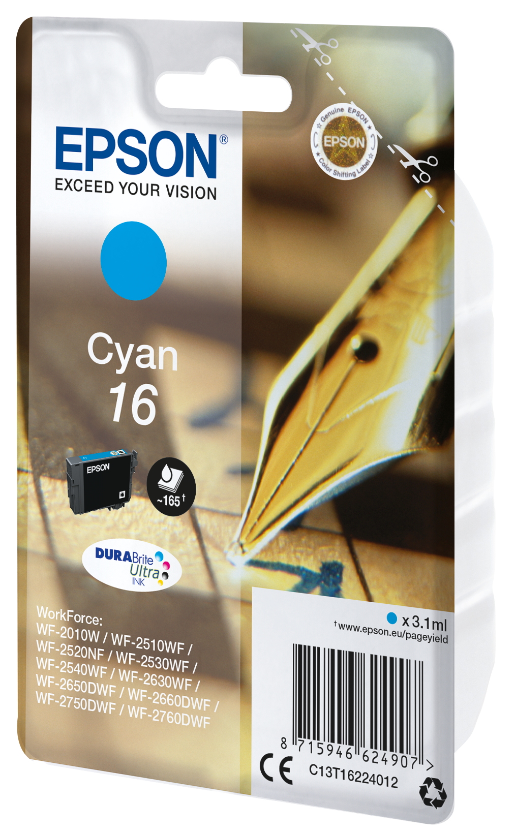 Глава за Epson WorkForce WF-2500 Series - Ink - /16/ / C13T16224012 - Cyan - PN C13T16224012