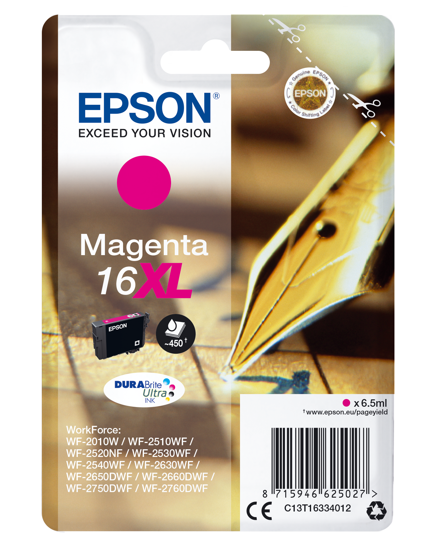 Глава за Epson WorkForce WF-2500 Series - Ink - /16XL/ / C13T16334012 - Magenta - XL - PN C13T16334012