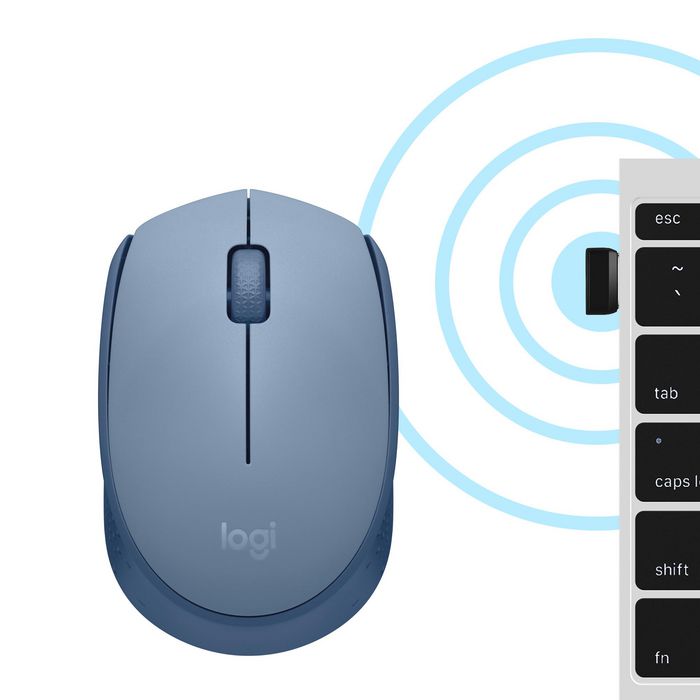 МИШКА LOGITECH M171 - Оптична / Optical - 1000 dpi - Wireless / Безжична - Blue Grey - PN 910-006866