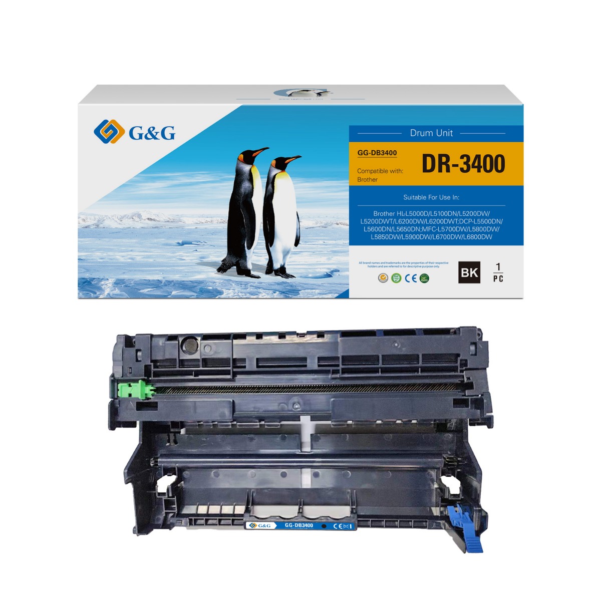 БАРАБАННА КАСЕТА ЗА BROTHER HL L6250DW/L6400DW/L6400DWT/MFC L6750DW/L6900DW - DRUM UNIT - DR3400 (DR-3400) - Black - PN NT-DB3400 - G&G