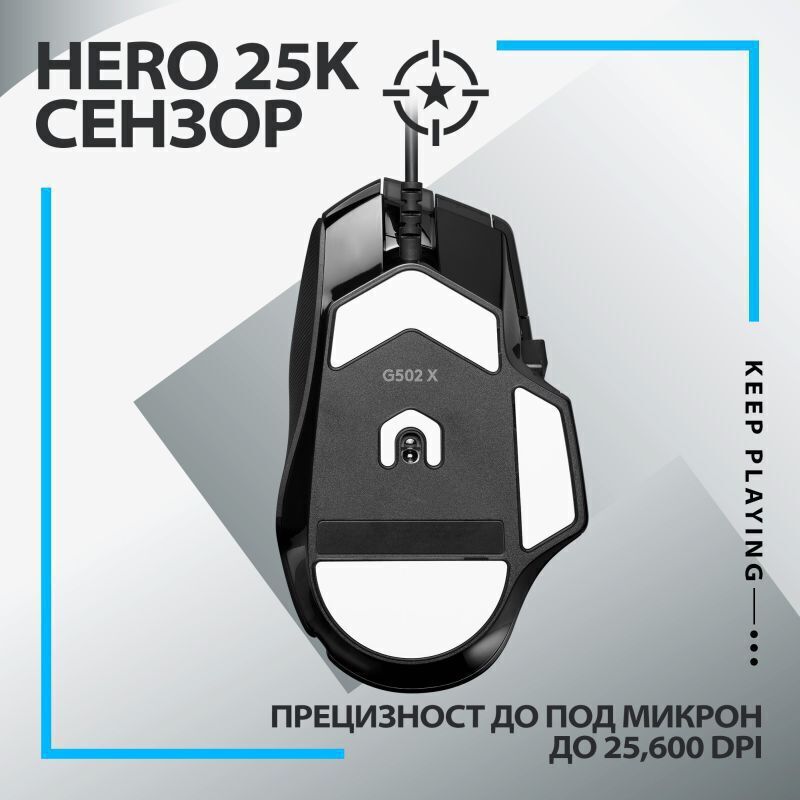 ГЕЙМЪРСКА МИШКА LOGITECH G502X USB - Black - PN 910-006138