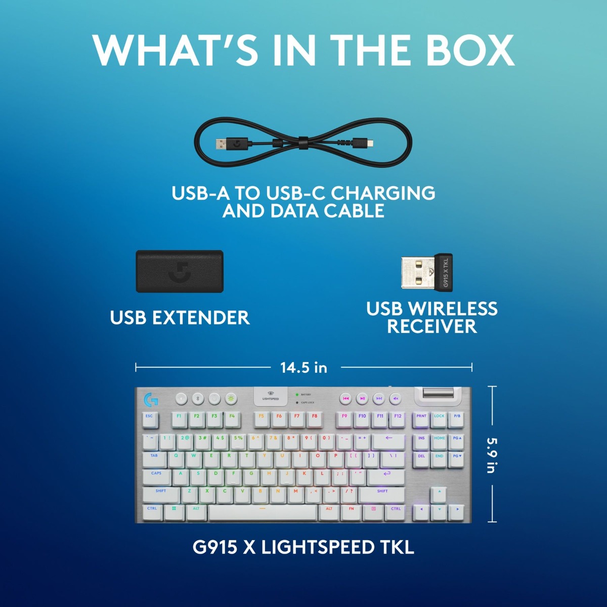 Гейминг клавиатура Logitech Keyboard G915 X Lightspeed TKL / 920-012737 White - PN 920-012737