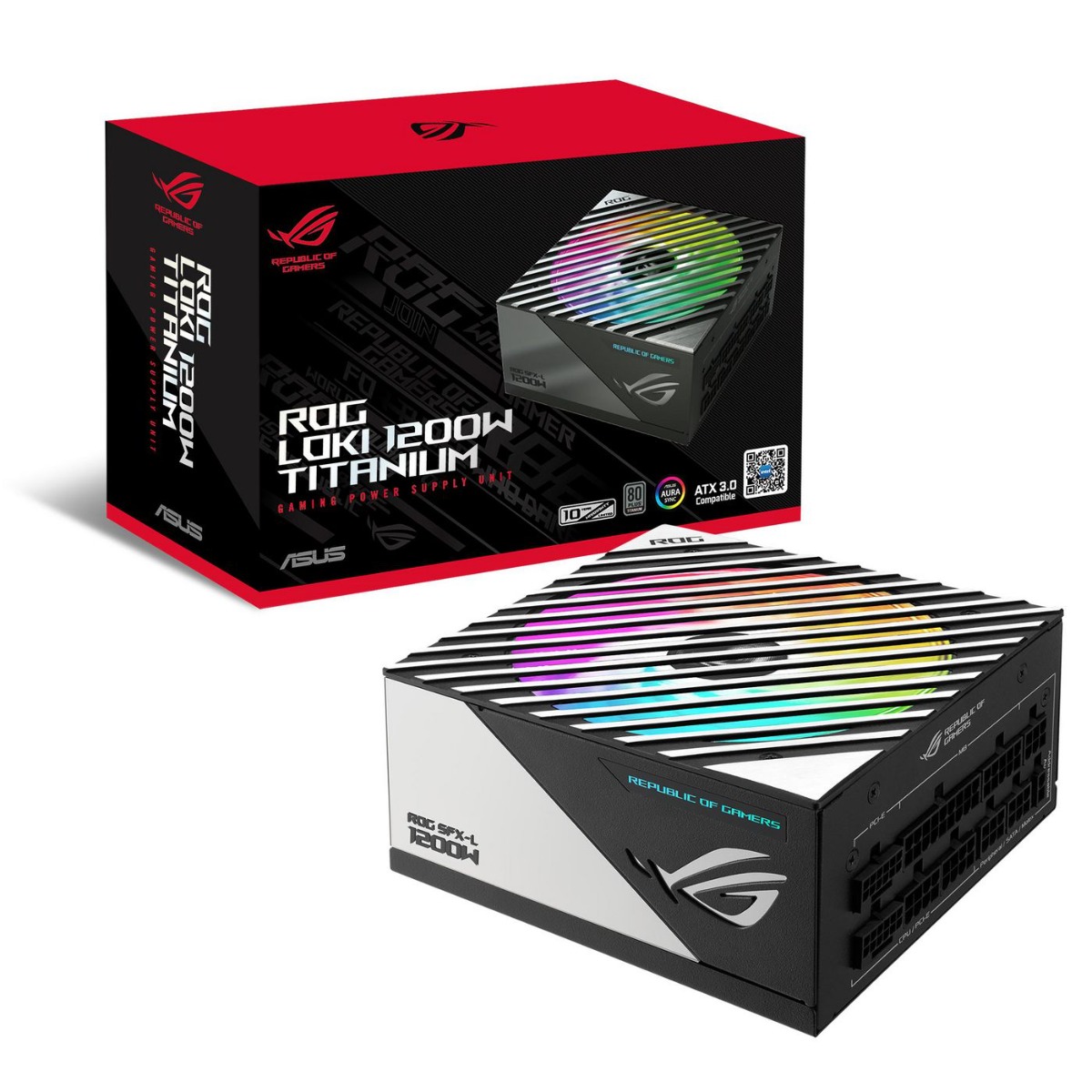 Захранване Asus PC power supply unit ROG Loki 1200W Titanium Silver-Black - PN 90YE00N0-B0NA00