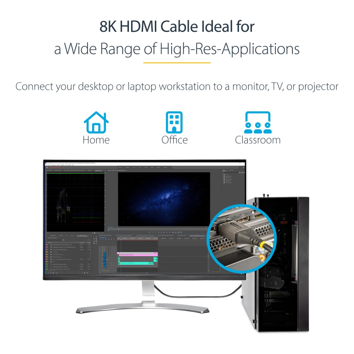 КАБЕЛ HDMI STARTECH - HDMI cable with Ethernet - 2,0 m - Black/Grey - PN HDMM21V2M