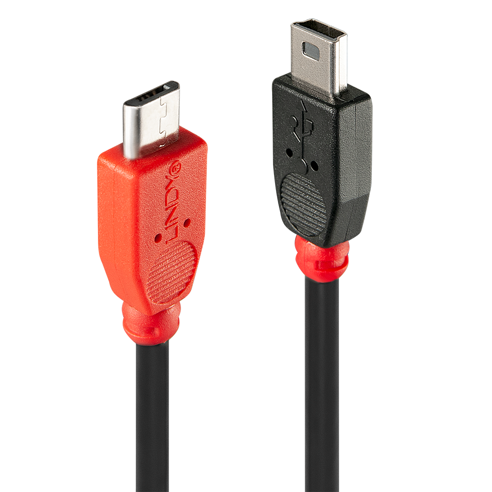 КАБЕЛ USB LINDY - mini-USB Type B (M) to Micro-USB Type B (M) / USB 2.0 OTG - 2,0 m - Black - PN 31719