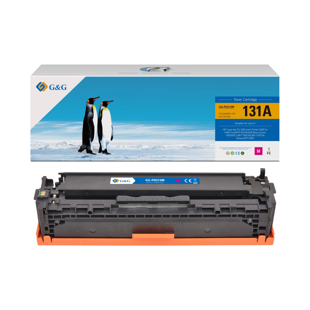 УНИВЕРСАЛНА КАСЕТА ЗА HP LaserJet Pro 200 Color M251/M276 series/CANON LBP 7100/7110/8230/8280 - Magenta - CF213A/CRG-731M (CRG731M) - PN NT-CH213QFM/NT-PH213M - G&G