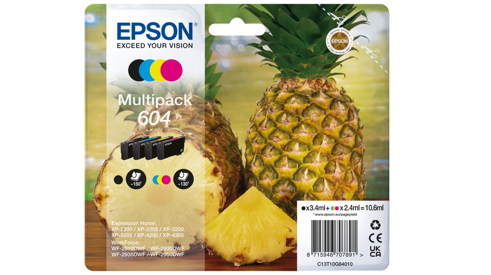 Комплект 4 глави за Epson WorkForce WF2930 Series/Expression Home XP2200/XP3200/XP4200 Series - Ink - T10G64 / C13T10G64010 - BK/C/M/Y - Multipack - PN C13T10G64010