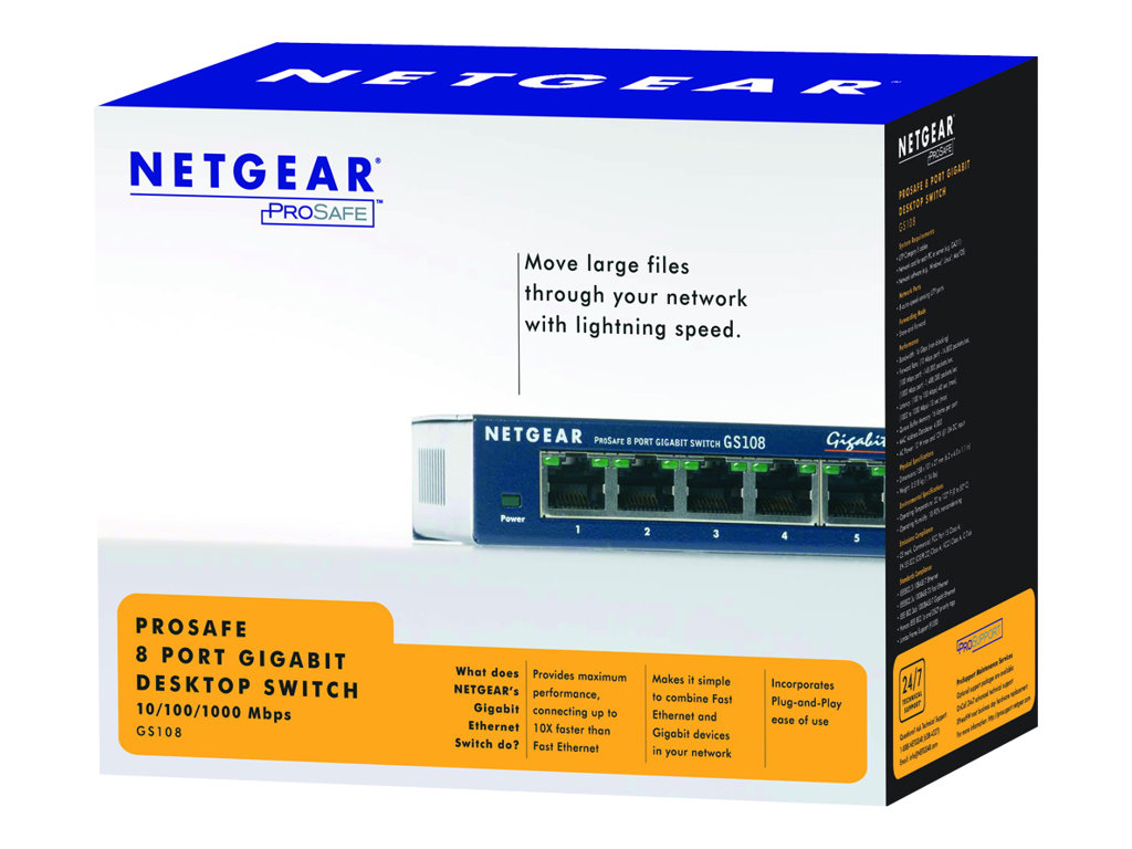 Суич Netgear Switch GS108GE Black - PN GS108GE
