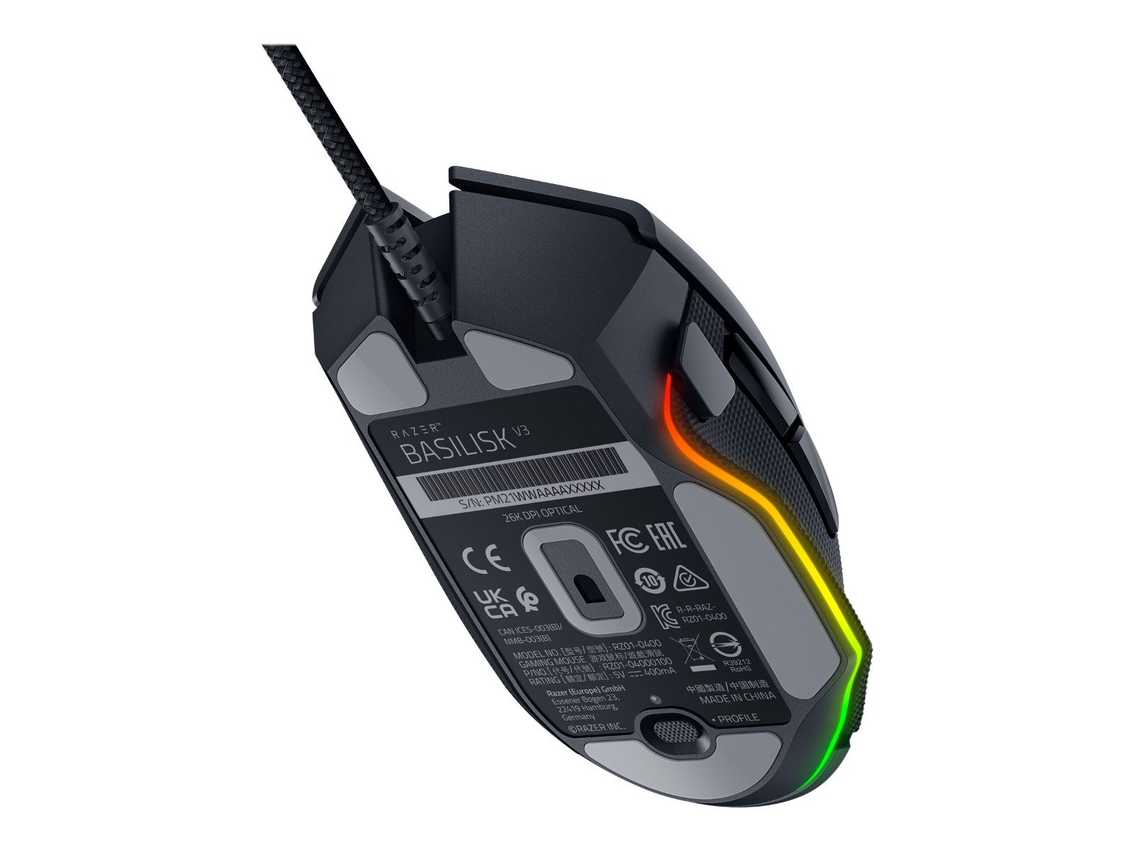 ГЕЙМЪРСКА МИШКА RAZER BASILISK V3 - Wired - Black - PN RZ01-04000100-R3M1
