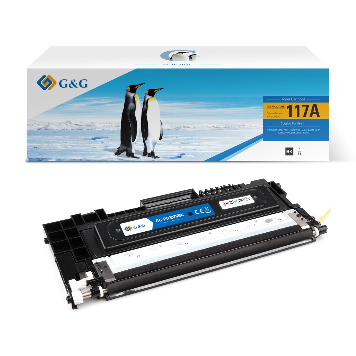 КАСЕТА (JUMBO) ЗА HP Color Laser MFP 179FNW/MFP 178NW/150NW - JUMBO - Black -  /117A/ - W2070A - PN NT-PH2070BK - G&G