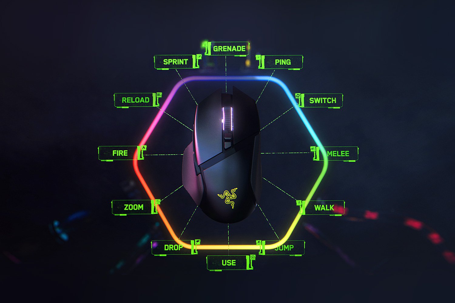 ГЕЙМЪРСКА МИШКА RAZER BASILISK V3 Pro - Безжична / Wireless - 30000 DPI - Black - PN RZ01-04620100-R3G1