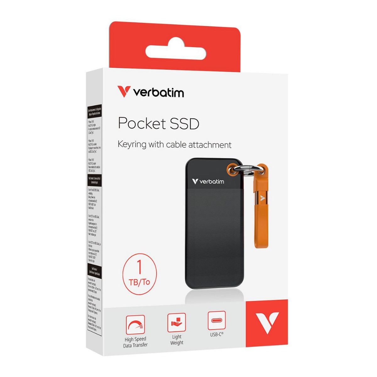Външен диск, джобен Verbatim External SSD Pocket 1TB - PN 32193