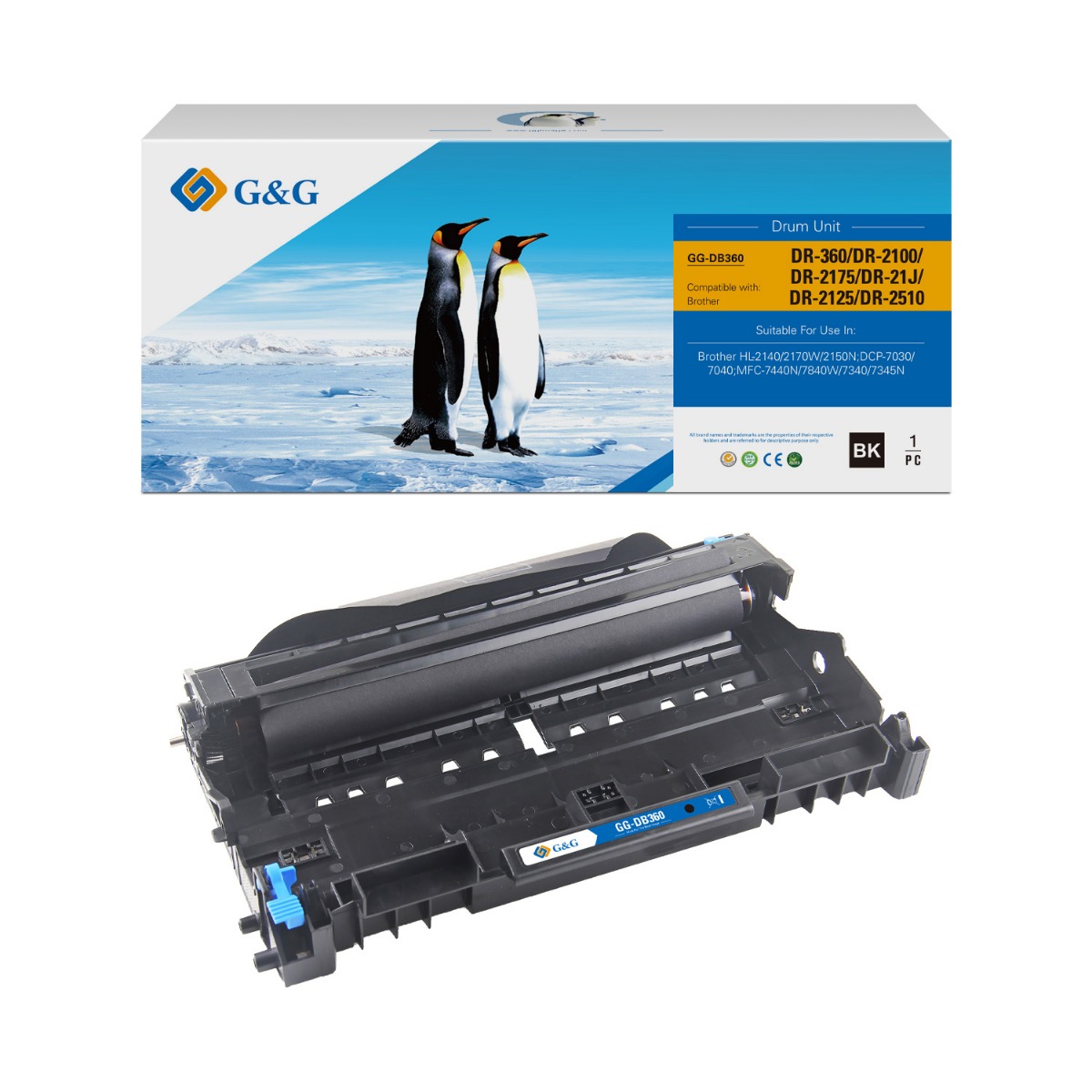 БАРАБАННА КАСЕТА ЗА BROTHER HL 2140/2150N/2170W - DR2100 (DR-2100) - DRUM UNIT - PN NT-D0360/NT-DB360 - G&G