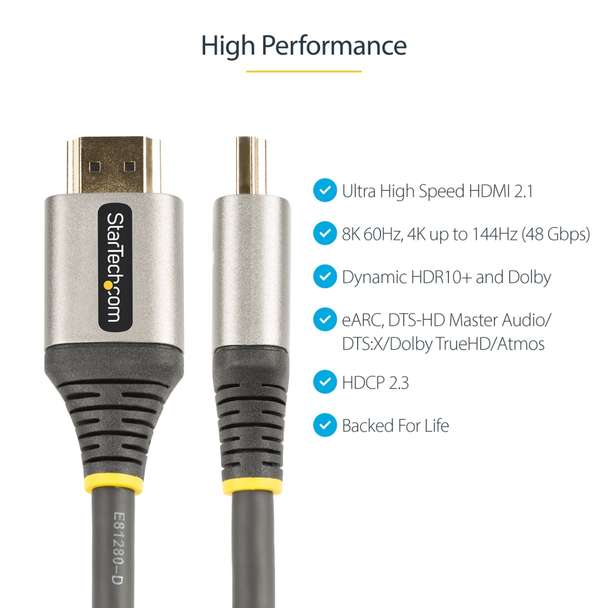КАБЕЛ HDMI STARTECH - HDMI cable with Ethernet - 2,0 m - Black/Grey - PN HDMM21V2M
