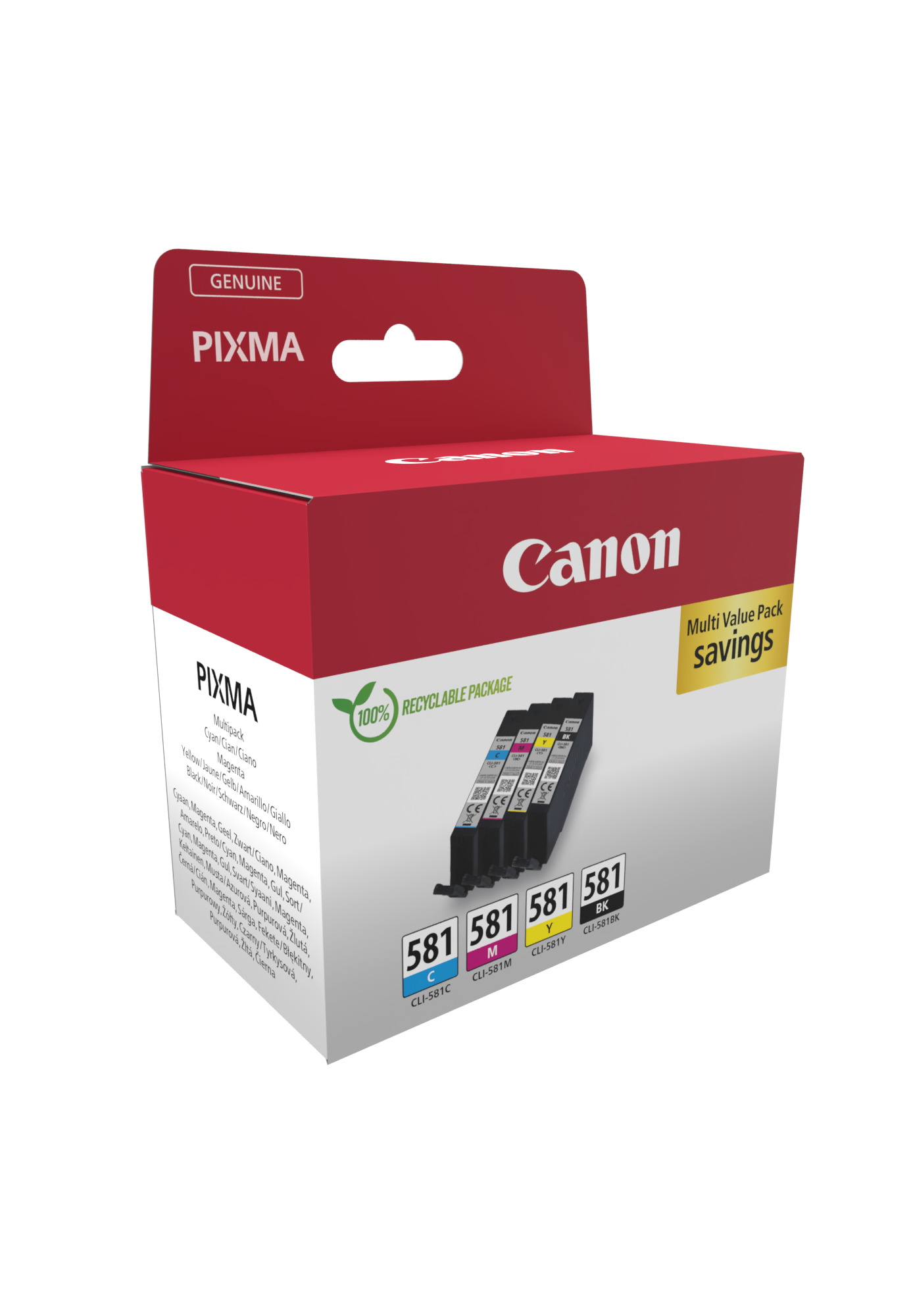 Комплект 4 глави за Canon Pixma TS8100/TS9100/TS9500 Series - Ink - CLI581 (CLI-581) / 2103C007 - BK/C/M/Y - Multipack in Blister - PN 2103C007