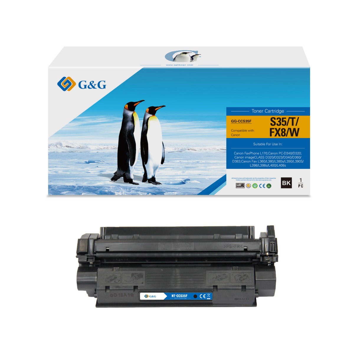 TОНЕР КАСЕТА ЗА CANON PC D320/D340/FAX L400/L170 - CARTRIDGE T - CRG-T (CRGT) - 7833A002[AA] - Black - PN NT-C0S35/C0S35QF/NT-PCS35 - G&G