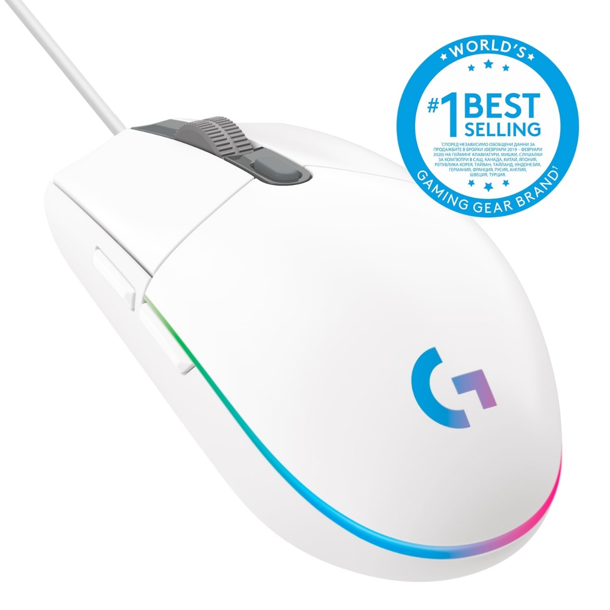 ГЕЙМЪРСКА МИШКА LOGITECH G102 Lightsync USB - White - PN 910-005824