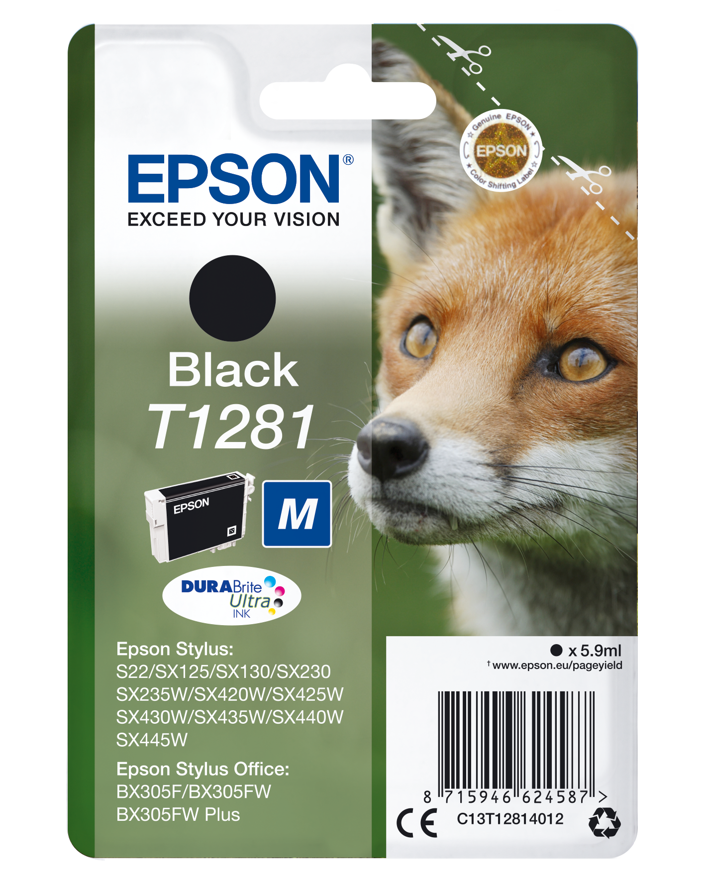 Глава за Epson Stylus SX420/SX430/SX440 Series - Ink - T1281 / C13T12814012 - Black - PN C13T12814012