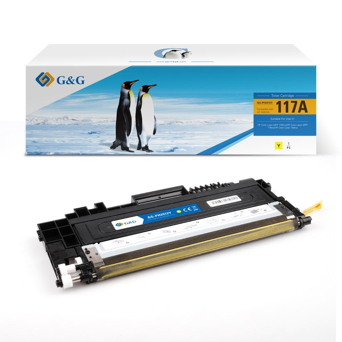 КАСЕТА (JUMBO) ЗА HP Color Laser MFP 179FNW/MFP 178NW/150NW - /117A/ - JUMBO - Yellow - W2072A - PN NT-PH2072Y - G&G