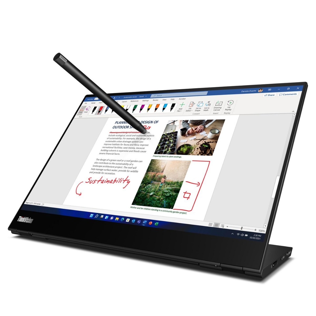 Преносим монитор Lenovo 14" Monitor ThinkVision M14t Gen 2 / 63FDUAT6WL Black - PN 63FDUAT6WL