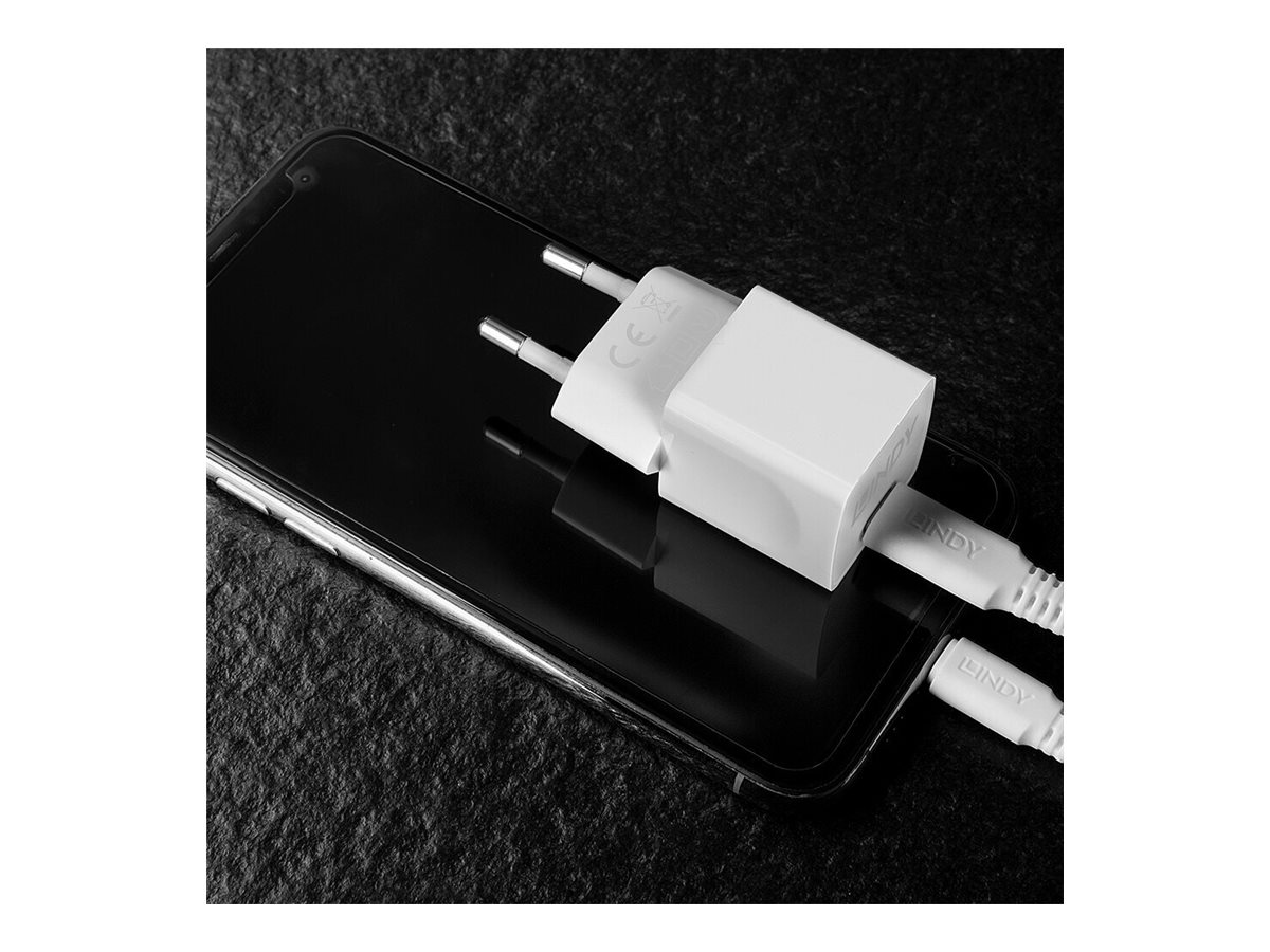 ЗАХРАНВАЩ АДАПТЕР LINDY - USB-C - 20W - White - PN 73410