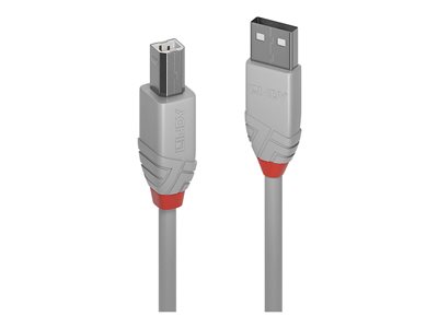 КАБЕЛ USB LINDY - USB към USB-B - USB 2.0 Type A to B Cable - Anthra Line - 2,0 m - Grey - PN 36683