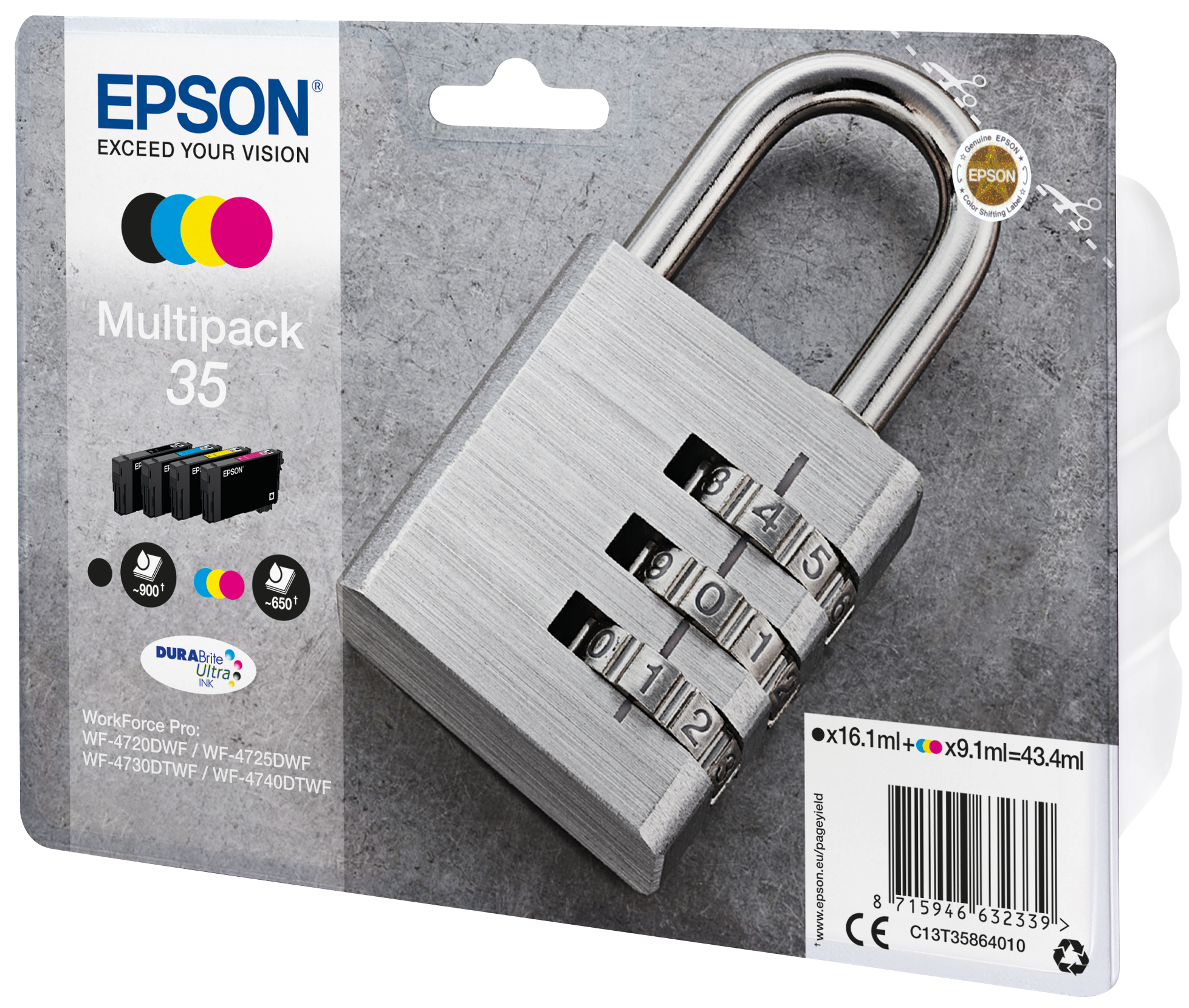 Комплект 4 глави за Epson WorkForce Pro WF-4720 Series - Ink - /35/ / C13T35864010 - BK/C/M/Y - Multipack - PN C13T35864010