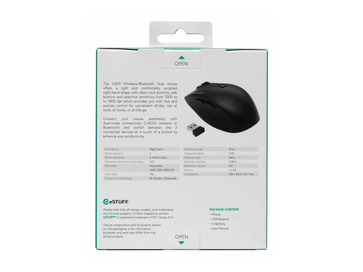 МИШКА eSTUFF G305 Wireless / Безжична - Black - PN GLB214002