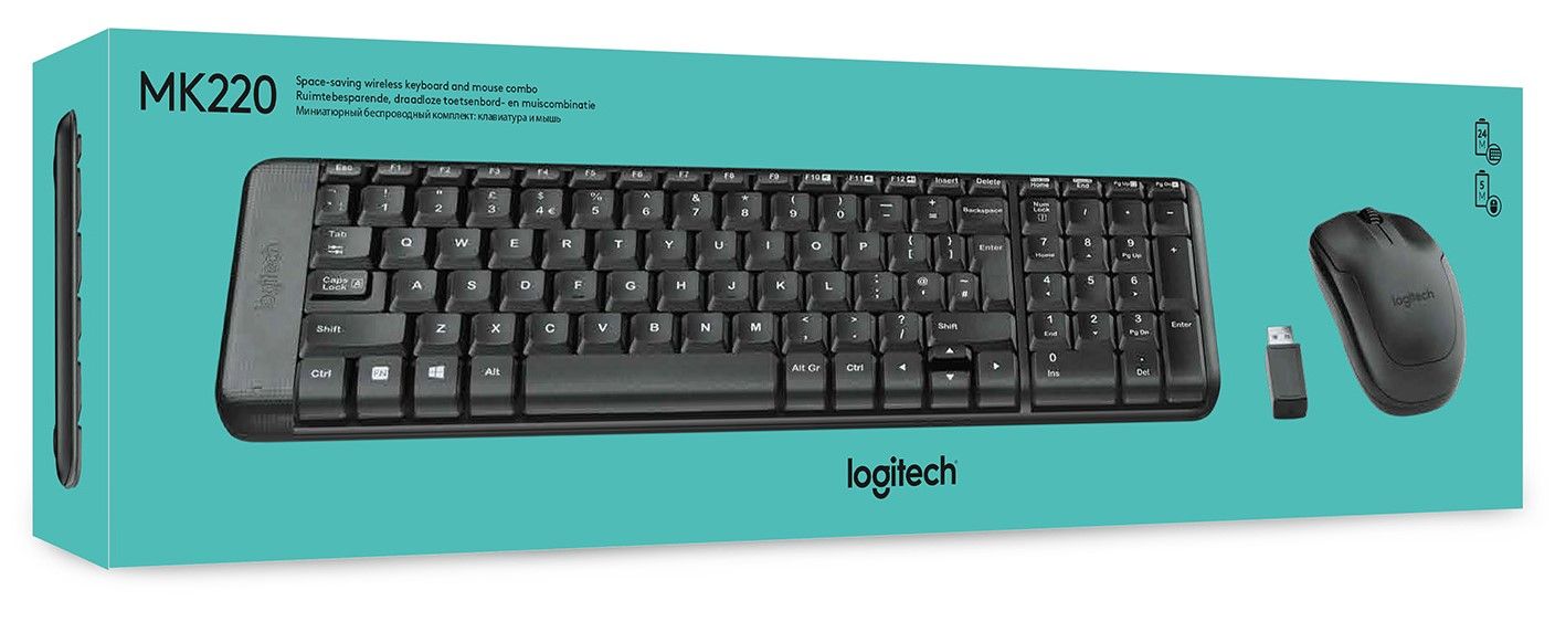 КОМПЛЕКТ МИШКА + КЛАВИАТУРА LOGITECH MK220 US - Wireless - Black - БЕЗ БДС КИРИЛИЗАЦИЯ (WITHOUT BDS CYRILLIC) - PN 920-003161