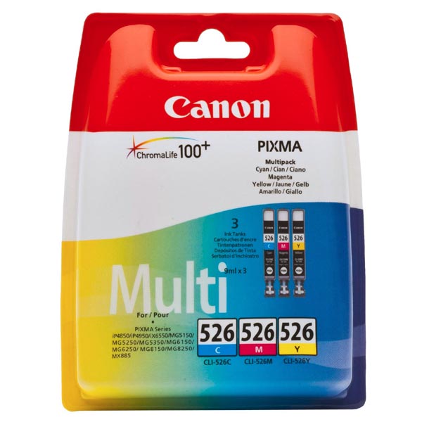 КОМПЛЕКТ 3 ГЛАВИ ЗА CANON PIXMA iP 4850/MG 5150/5250/6150/8150 - MULTI PACK - CMY - 3 ink tanks - /526/ - CLI-526C (CLI526C)/CLI-526M (CLI526M)/CLI-526Y (CLI526Y) - PN 4541B009