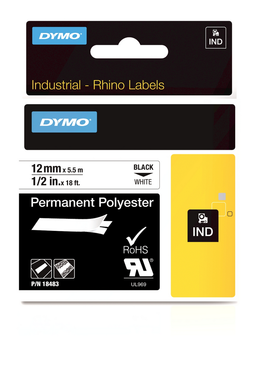 Лента за етикетни принтери Dymo Ribbon Rhino Industrial Polyester / 18483 - Black on White L - PN 18483