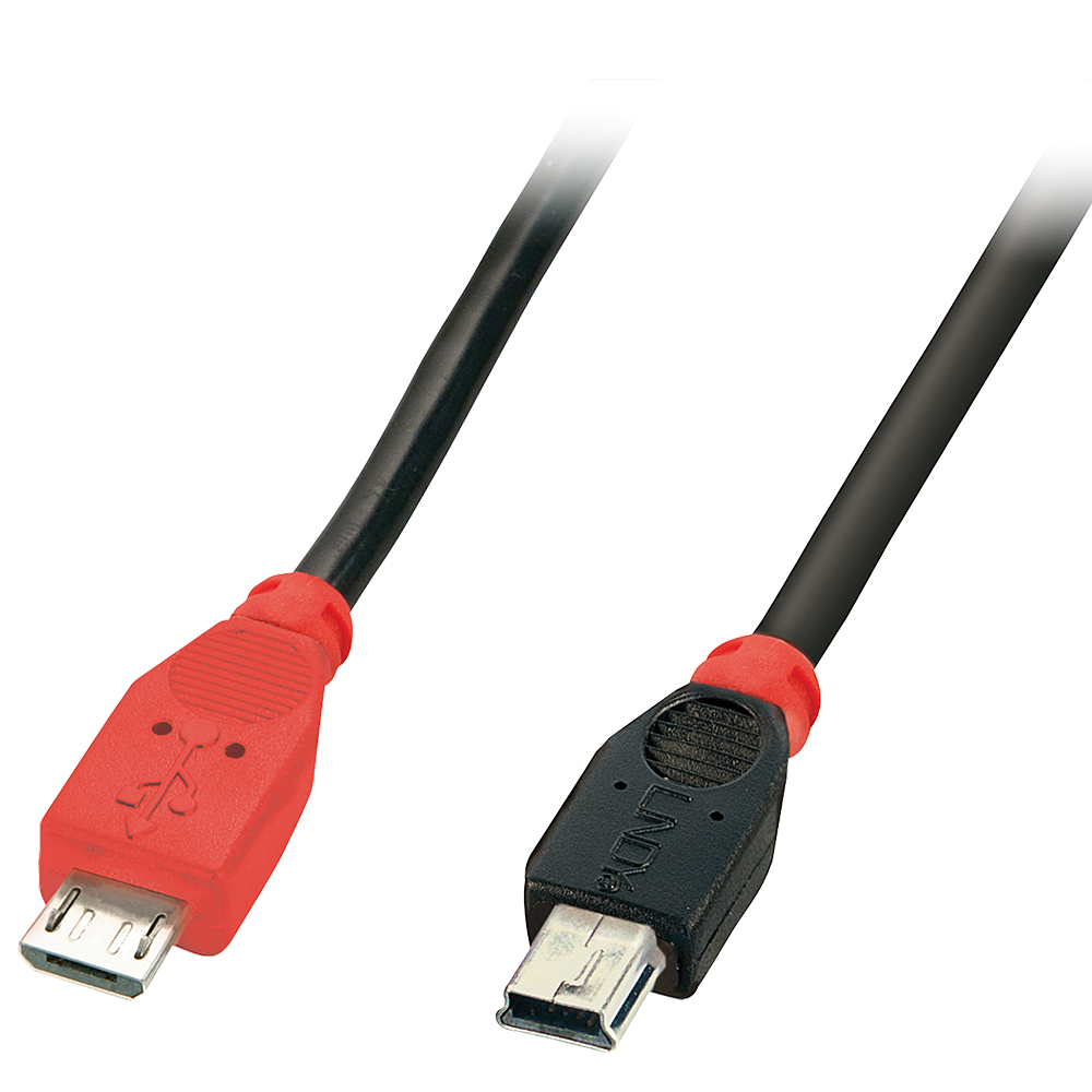 КАБЕЛ USB LINDY - mini-USB Type B (M) to Micro-USB Type B (M) / USB 2.0 OTG - 2,0 m - Black - PN 31719