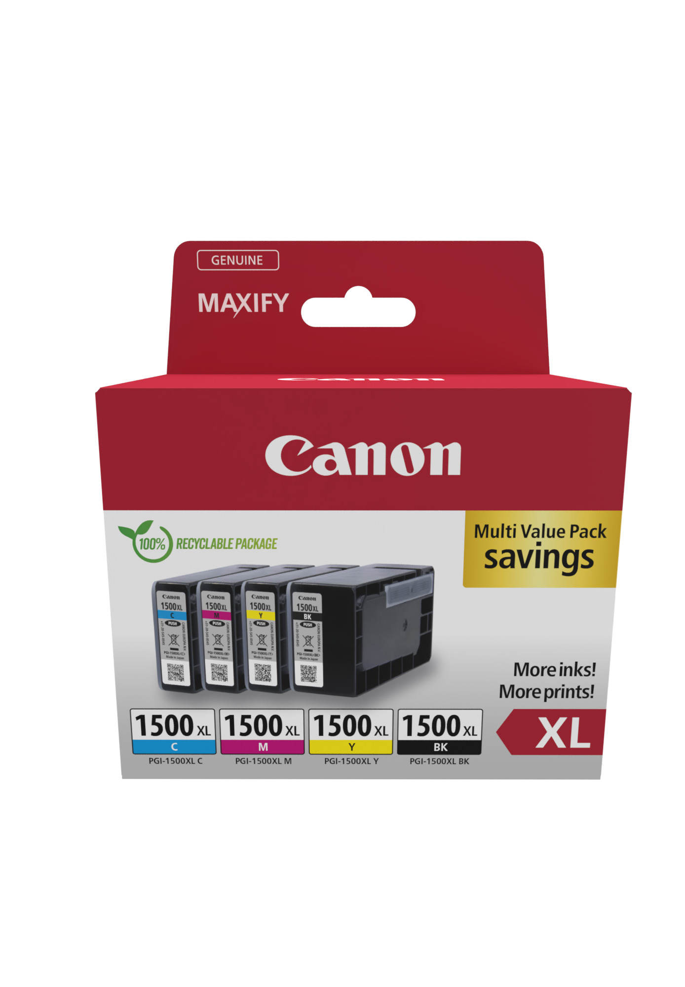 Комплект 4 глави за Canon Maxify MB2000/MB2100/MB2300/MB2700 Series - Ink - PGI1500XL (PGI-1500XL) / 9182B010 - BK/C/M/Y - XL - PN 9182B010